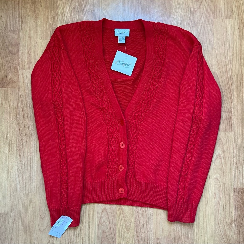 NWT Essential Elements Women’s Red Cardigan Size Large